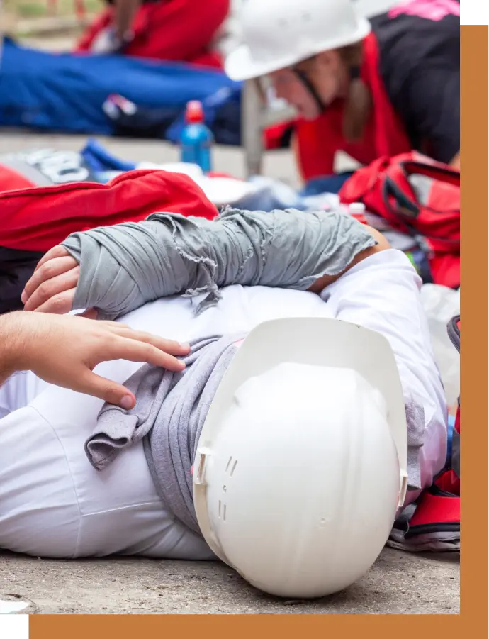 A man with catastophic injuries waits for emergency crews to treat him in Burbank.