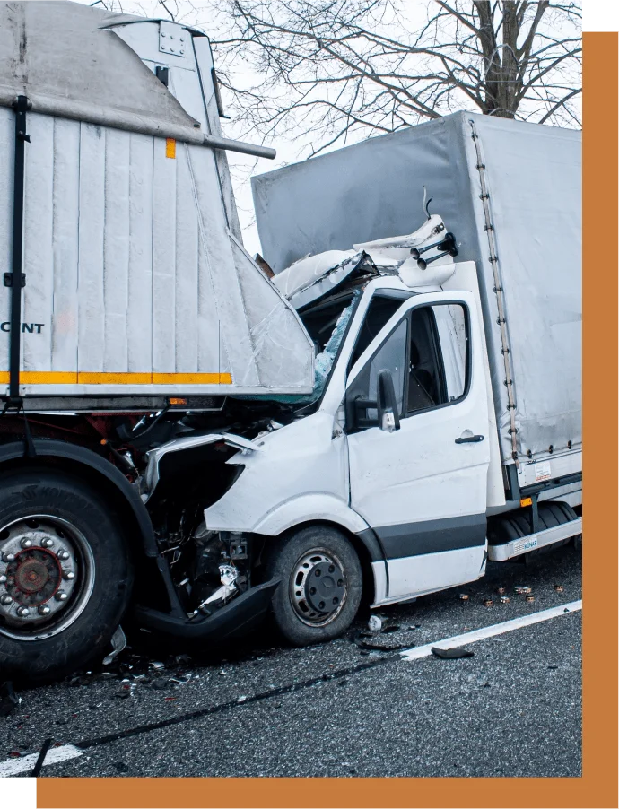 A commercial truck involved in an accident in Burbank.