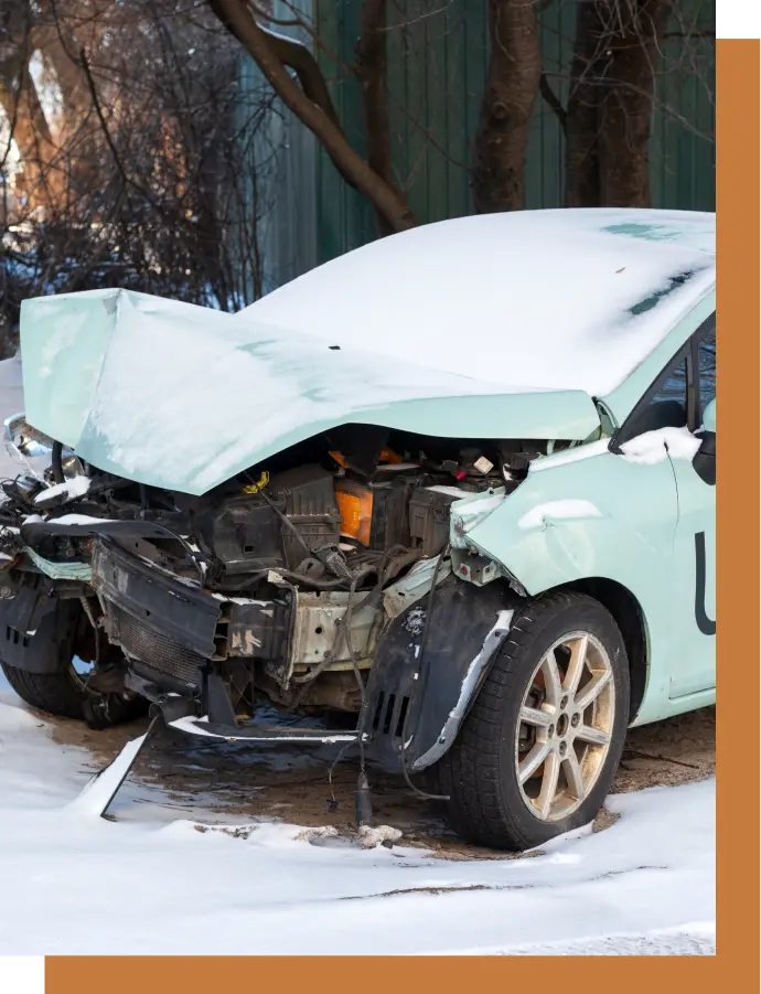 An Uber car that was involved in a rear-end collision in Burbank.