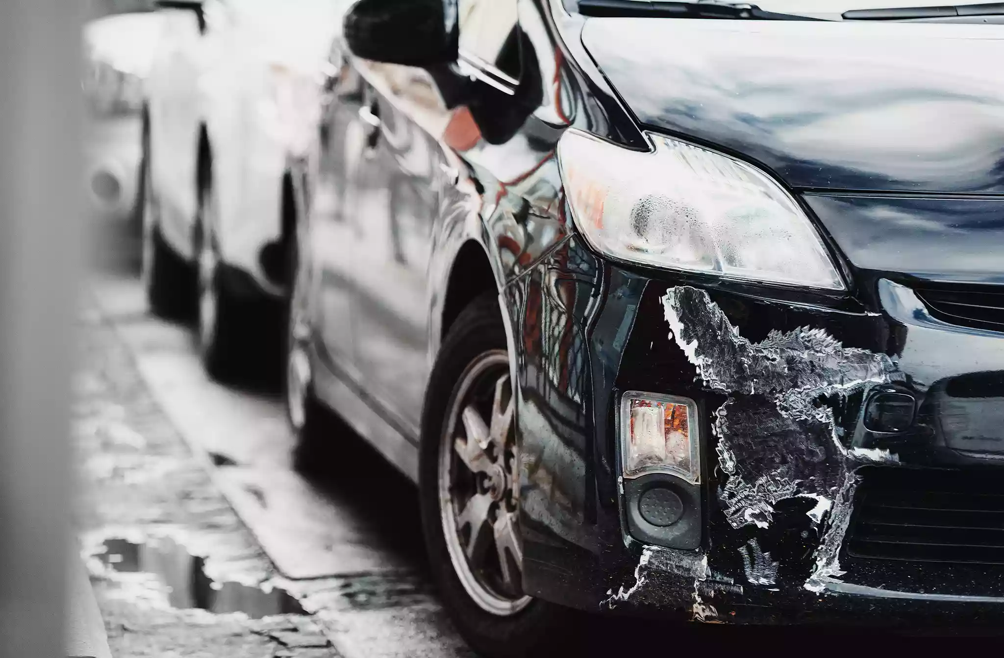 Damaged car after an accident