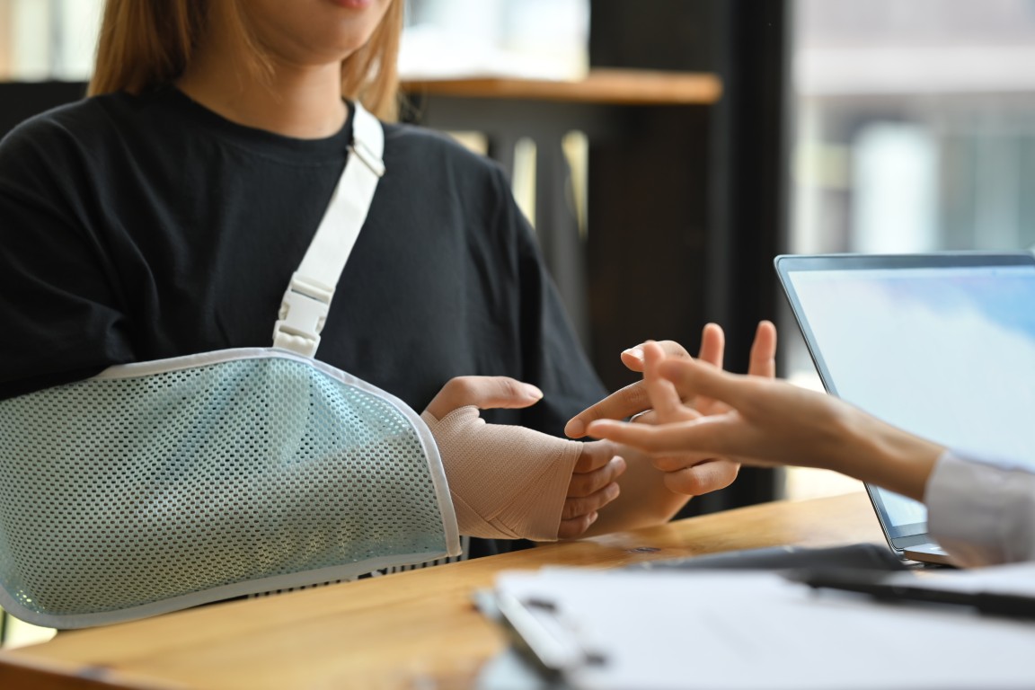 Injured person discussing a personal injury case